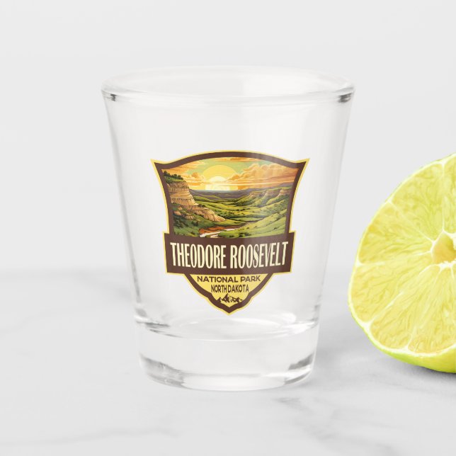Theodore Roosevelt National Park Illustration Art Shot Glass (Front)