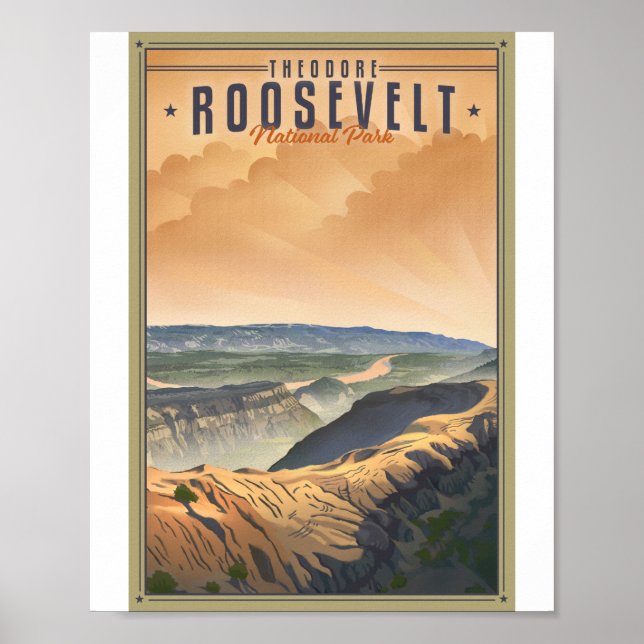 Theodore Roosevelt National Park Litho Artwork Poster (Front)