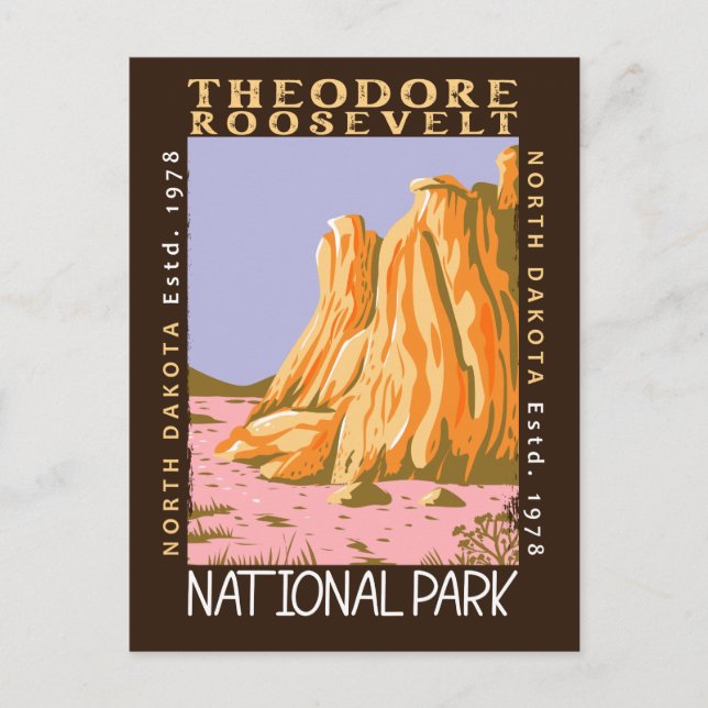 Theodore Roosevelt National Park Retro Distressed Postcard (Front)