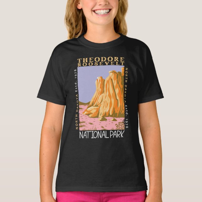 Theodore Roosevelt National Park Retro Distressed T-Shirt (Front)