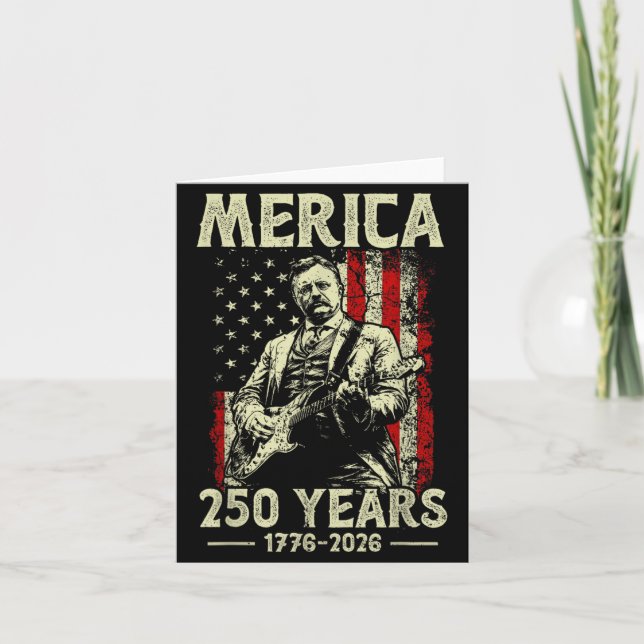 Theodore Roosevelt Playing Guitar Rock N Roll Card (Front)
