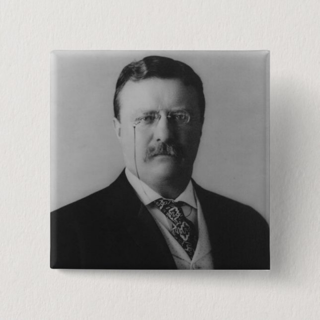 Theodore Roosevelt Portrait 15 Cm Square Badge (Front)