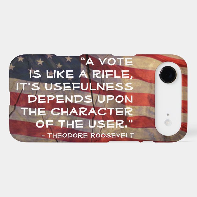 Theodore Roosevelt Quote Over Flag Background (Back (Horizontal))