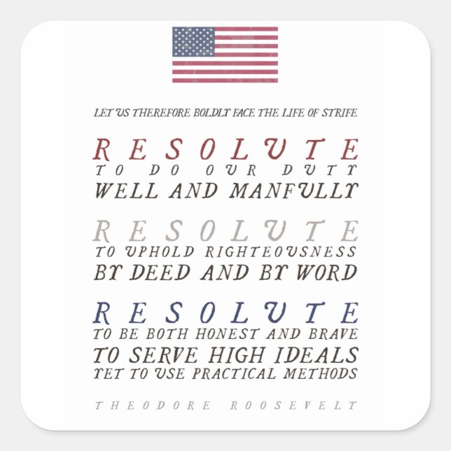 Theodore Roosevelt’s Strenuous Life Square Sticker (Front)