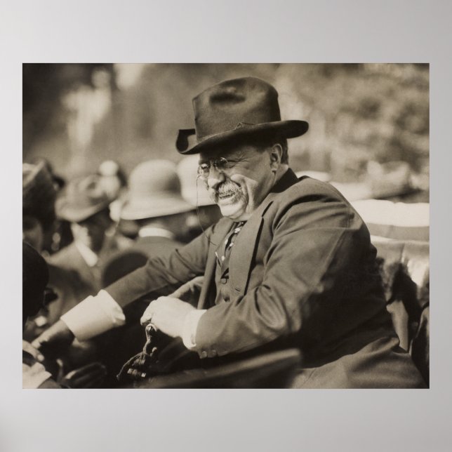 Theodore Roosevelt Smiling in Car Poster (Front)