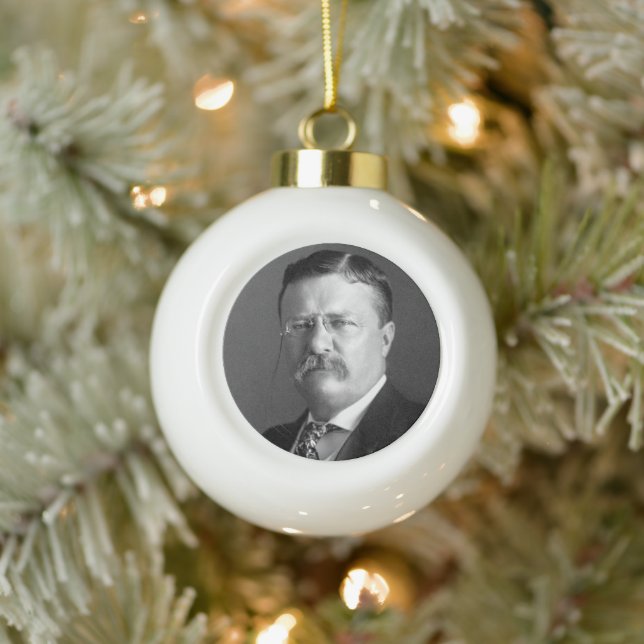 Theodore Roosevelt Teddy President Republican Ceramic Ball Christmas Ornament (Tree)