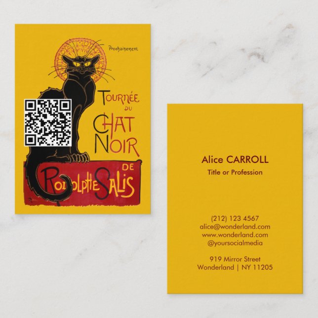 Theophile Steinlen - Le Chat Noir - QR Code Business Card (Front/Back)