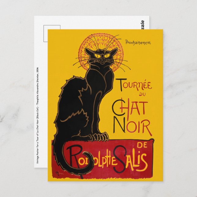 Theophile Steinlen - Le Chat Noir Vintage Postcard (Front/Back)