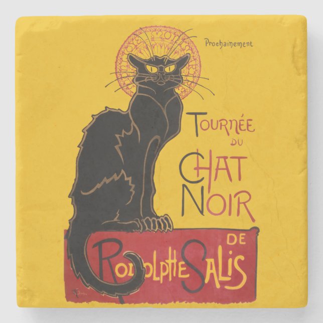 Theophile Steinlen - Le Chat Noir Vintage Stone Coaster (Front)