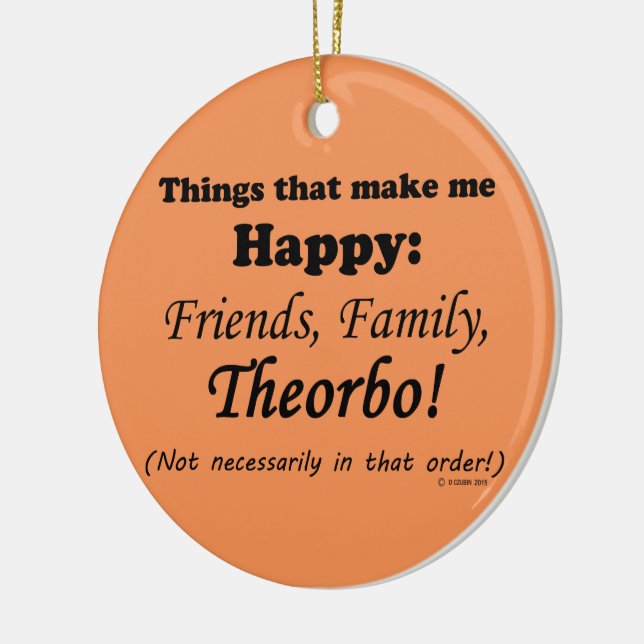 Theorbo Makes Me Happy Ceramic Tree Decoration (Left)