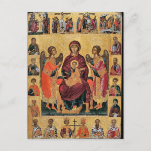 Theotokos and Christ Child Enthroned Orthodox Icon Postcard