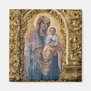 Theotokos and Christ Child in Ornate Gold Frame    Magnet