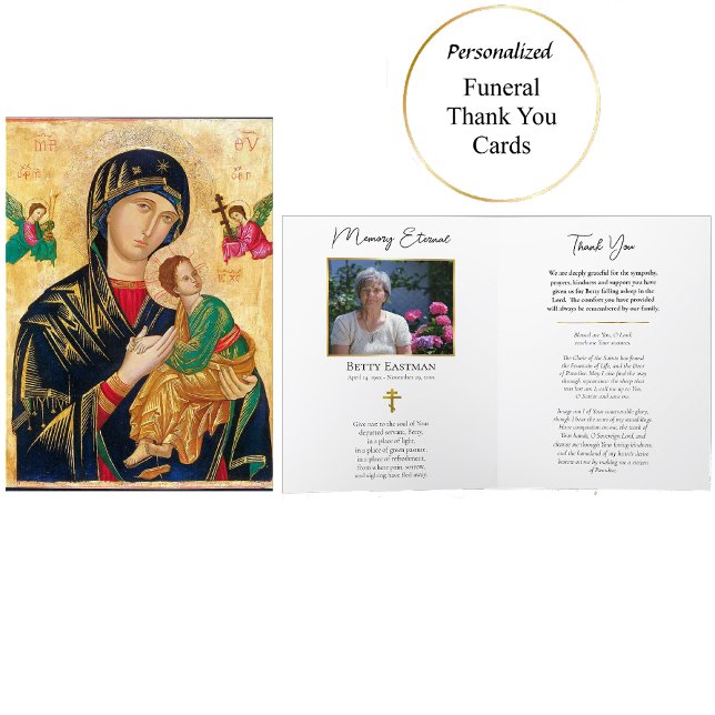Theotokos and Christ Child Memorial Photo Thank You Card (Creator Uploaded)