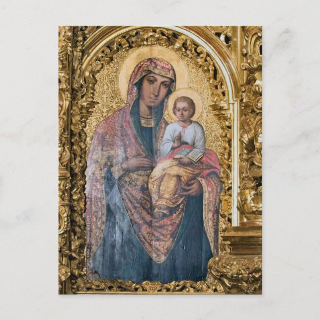 Theotokos and the Christ Child Orthodox Icon Postcard (Front)