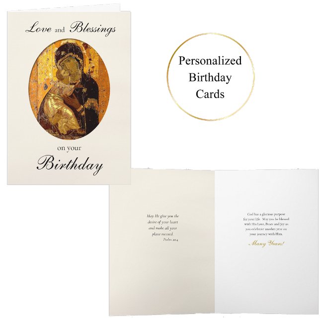 Theotokos of Vladimir Icon Orthodox Birthday Card  (Creator Uploaded)