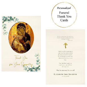 Theotokos of Vladimir Orthodox Christian Funeral   Thank You Card