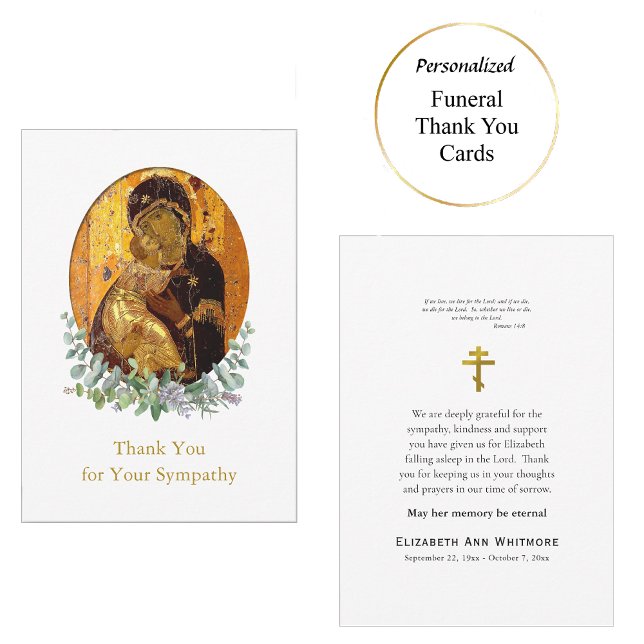 Theotokos of Vladimir Orthodox Funeral Thank You Card (Creator Uploaded)