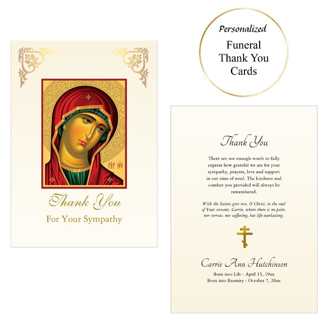 Theotokos Virgin Mary Orthodox Christian Funeral Thank You Card (Creator Uploaded)