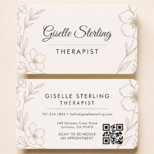 Therapist Botanical Florist QR Code Professional Business Card