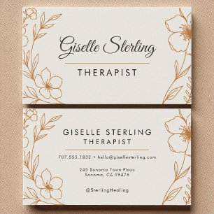 Therapist Botanical Taupe Copper Sophisticated Business Card