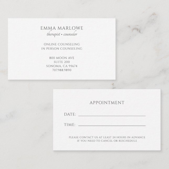  Therapist Business And Appointment Card (Front/Back)