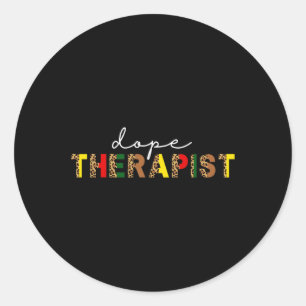 Therapist Counsellor Leopard Print Black Social Wo Classic Round Sticker