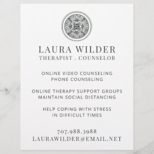Therapist Counsellor Online Or By Phone Flyer