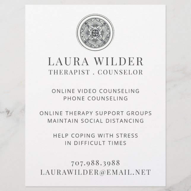 Therapist Counsellor Online Or By Phone Flyer (Front)