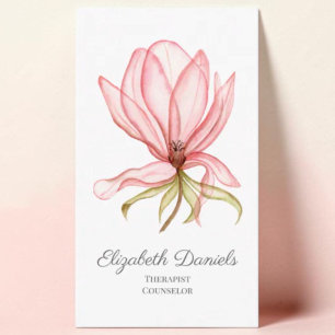 Therapist Counsellor Pink Magnolia Business Card