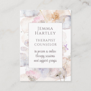 Therapist Counsellor Serene Flower Watercolor Wash Business Card