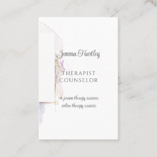 Therapist Counsellor Serene Wild Flowers Watercolo Business Card
