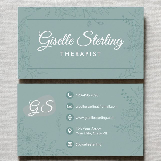Therapist Counselor Floral Botanical Business Card (Creator Uploaded)