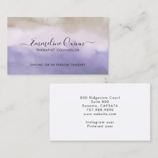 Therapist Counselor Serene Abstract Watercolor Business Card