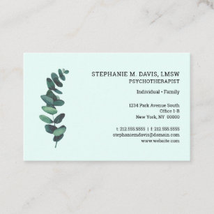 Therapist Eucalyptus Mint Green Euro Business Card