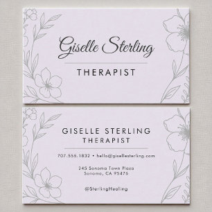 Therapist Floral Lilac Purple Healing Elegant Business Card