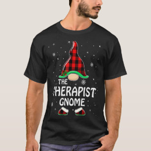 Therapist Gnome Buffalo Plaid Matching Family Chri T-Shirt