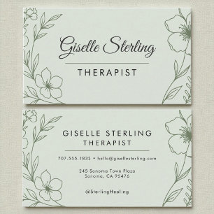 Therapist Holistic Botanical Sage Green Modern Business Card