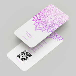 Therapist Mandala White Purple Lotus Elegant Business Card