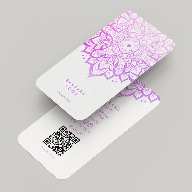 Therapist Mandala White Purple Lotus Elegant  Business Card (Therapist Mandala White Purple Lotus Elegant Business Card
)