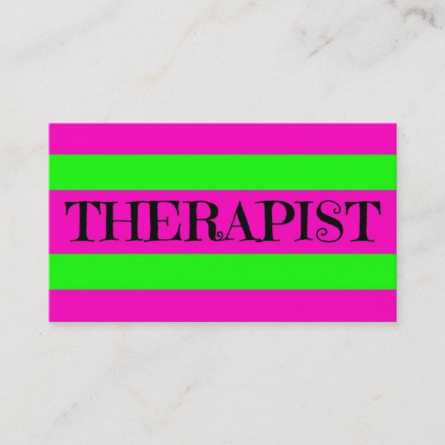 Therapist Neon Green and Hot Pink Business Card (Front)