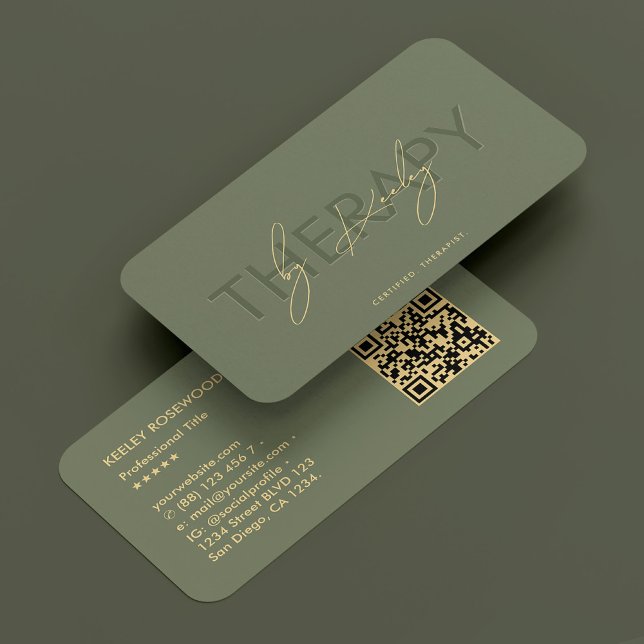 Therapist Physiotherapist Elegant Sage Green Business Card (Therapist Physiotherapist Elegant Sage Green Business Card
)