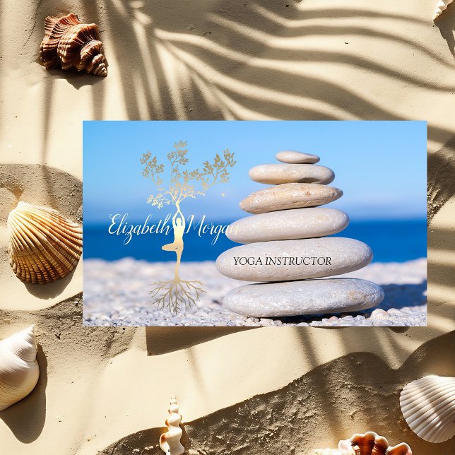 Therapist,Stones,Gold Tree Silhouette Business Card (Creator Uploaded)