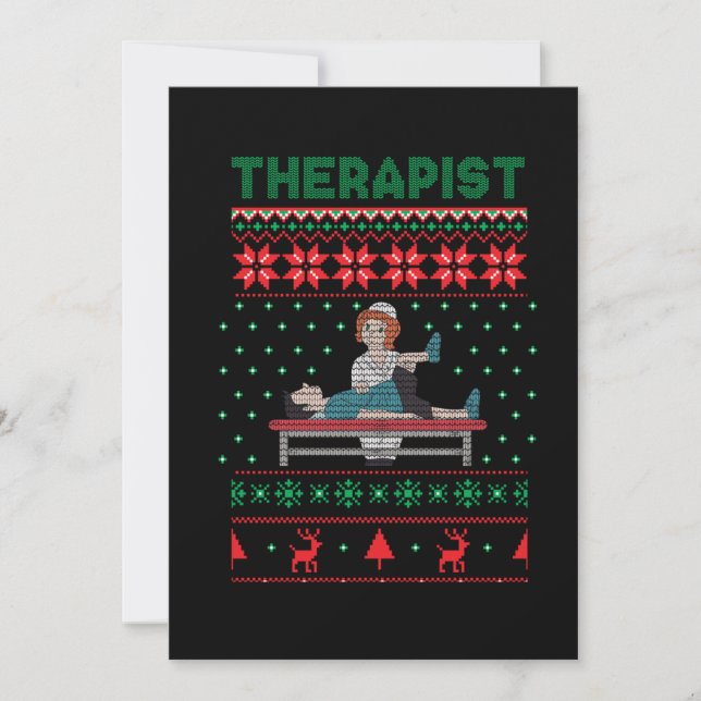 Therapist Therapy Ugly Christmas Sweater Gift Invitation (Front)