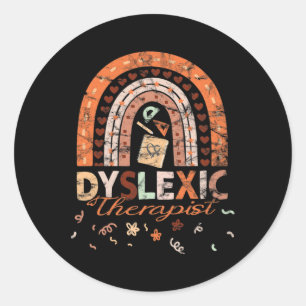 Therapist Vintage Rainbow Dyslexia Awarenes 1  Classic Round Sticker