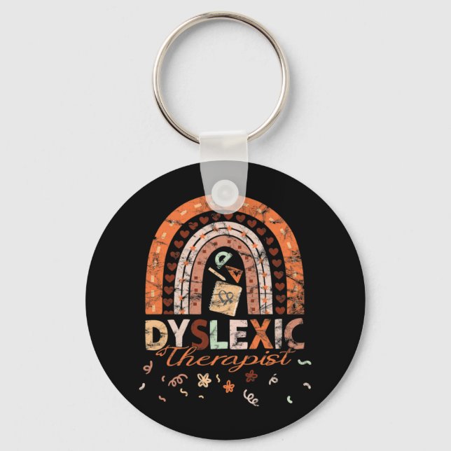 Therapist Vintage Rainbow Dyslexia Awarenes 1  Key Ring (Front)