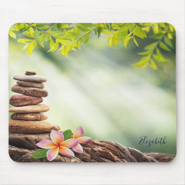 Therapist Zen Stones,Flowers,Landscape Mouse Pad (Front)