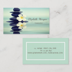 Therapist Zen stones, White Orchid Green Business Card