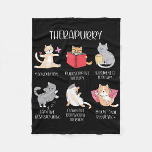 Therapurry Funny Cat Lover Therapy Cat Puns Mental Fleece Blanket