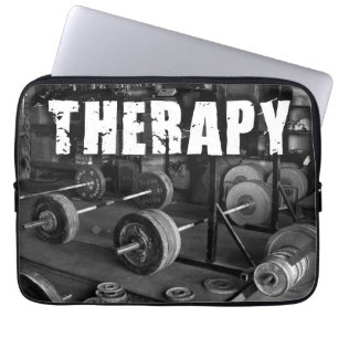 THERAPY (Barbells) - "Weight lifting" Motivational Laptop Sleeve
