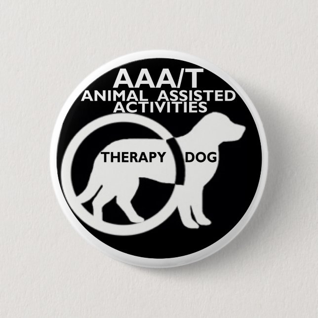 THERAPY DOG ANIMAL ASSISTED ACTIVITIES 6 CM ROUND BADGE (Front)